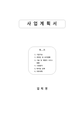 사업계획서 (양식) 사업계획서 (양식)